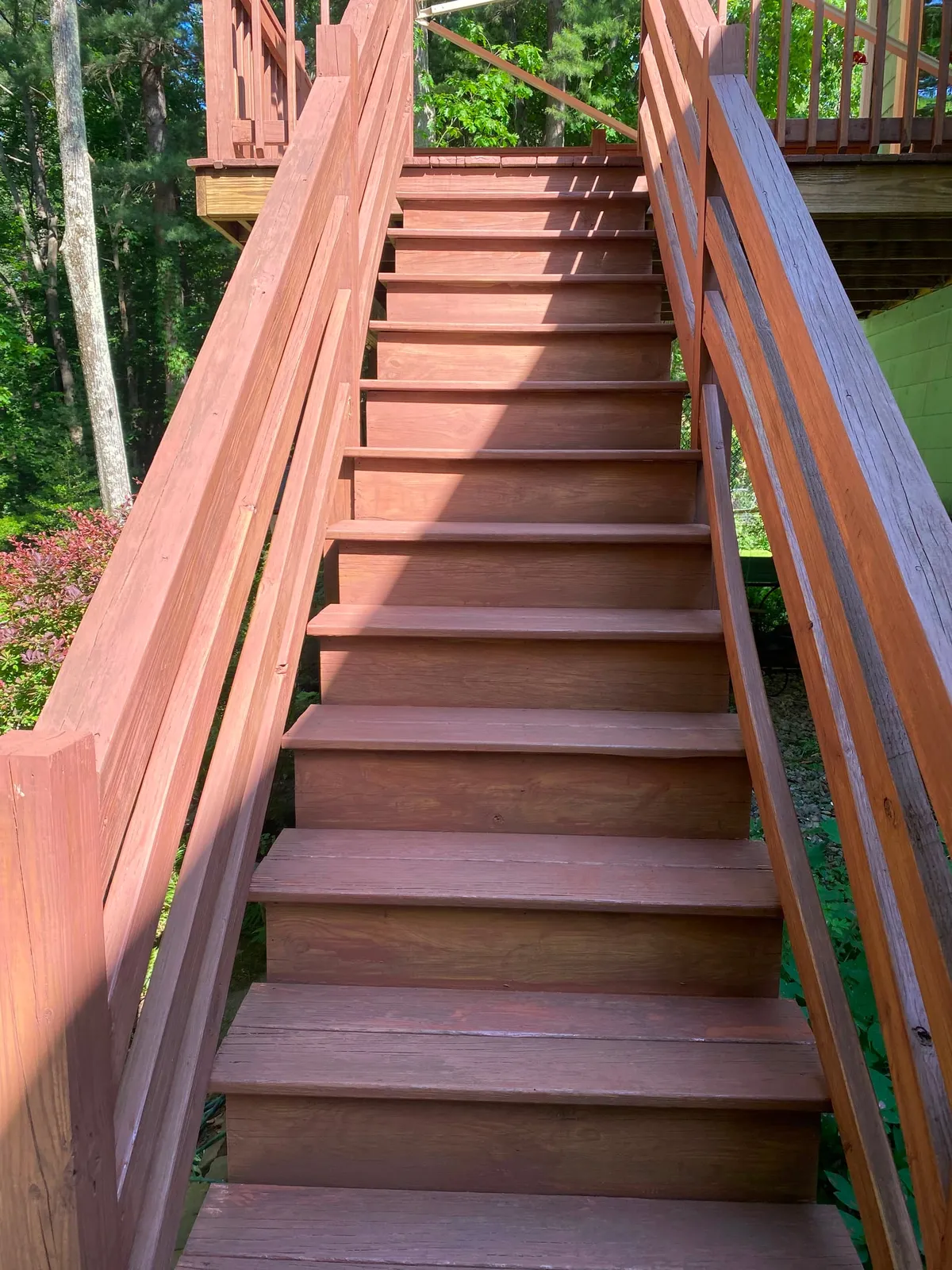 Deck stairs refinished after
